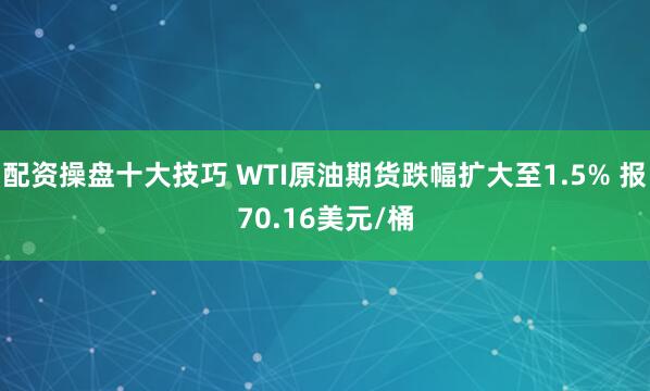 配资操盘十大技巧 WTI原油期货跌幅扩大至1.5% 报70.16美元/桶