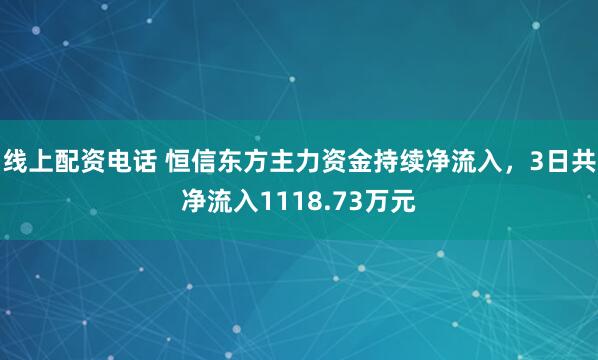 线上配资电话 恒信东方主力资金持续净流入，3日共净流入1118.73万元
